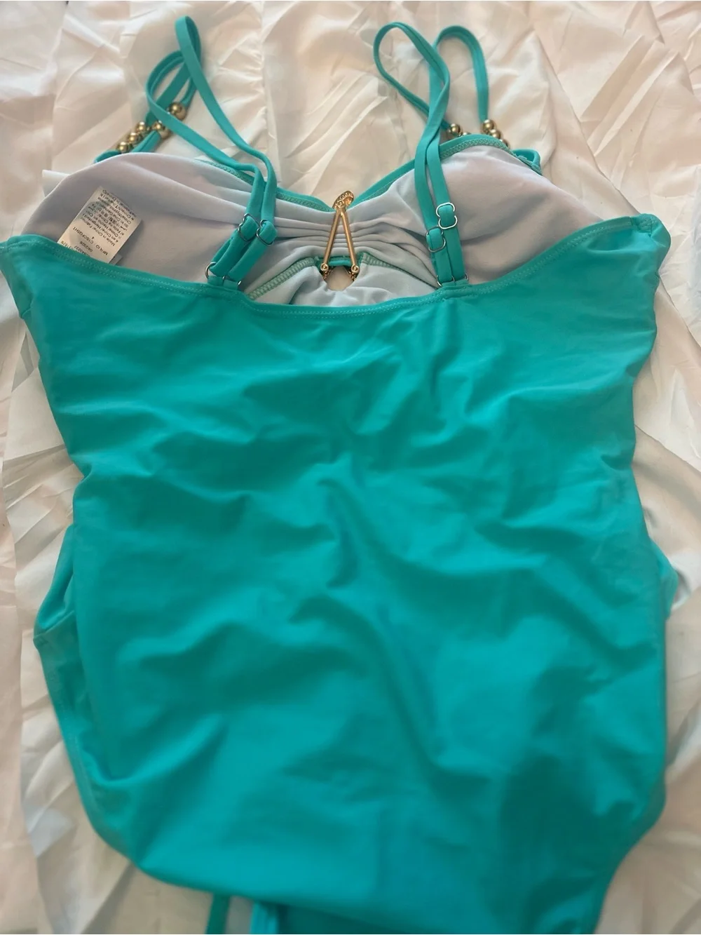 SHEIN Teal Starfish Embellished Swim suit and swim skirt separate pieces